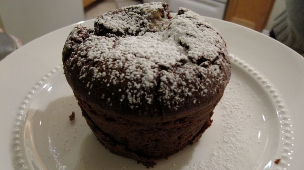 Peanut butter filled chocolate molten cake-- to die for!
